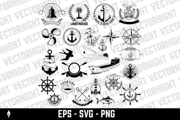 Download Set of the Nautical Labels, Emblems - Emblem Collection