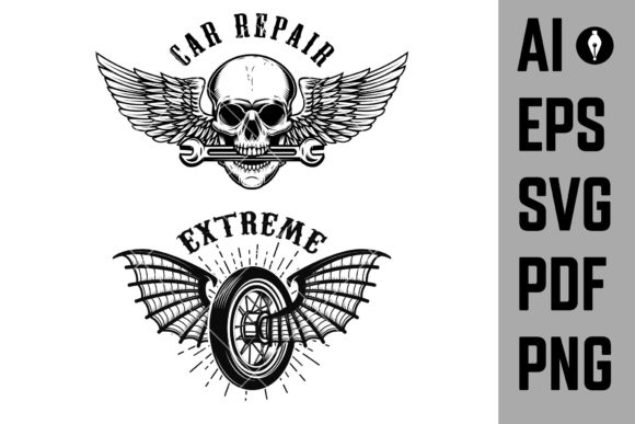 Download Car Repair Emblems. Wheel with Wings. - Emblem Collection