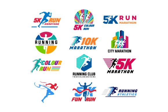 Download Run Sport Club Logo Templates Set - Logo templates Collection