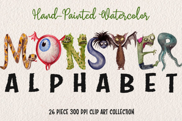 Download Watercolor Monster Alphabet Collection - Alphabet Collection